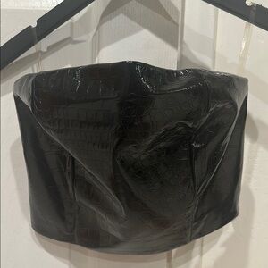 Fashion Nova Black Croc-Embossed Crop Top